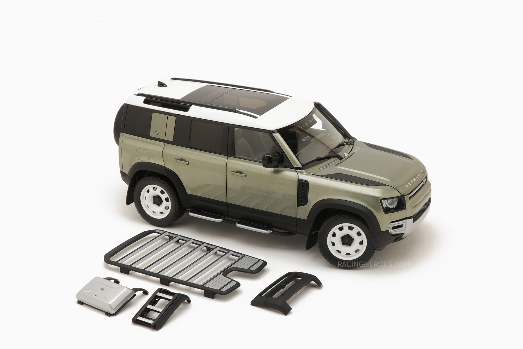 tunnel Gebeurt Kameraad Almost Real Land Rover Defender 110 2020 Pangea Green 1/18 Diecast Car