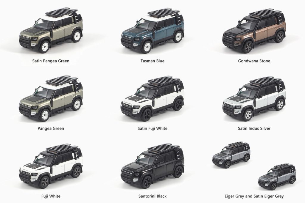 9-Car Set Land Rover Defender 110 & 90 1:64 by Almost Real
