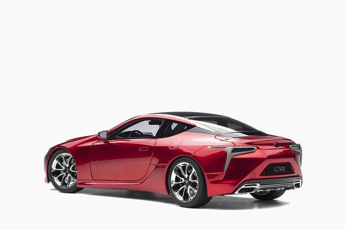 Lexus LC 500, Radiant Red Metallic/Dark Rose Interior 1:18 by AutoArt