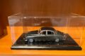Black painted oak 1:18 display case with acrylic cover, holding a grey classic saloon model on a shelf