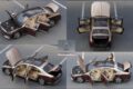 Mercedes-Maybach S-Class 1:18 model in Kalahari Gold and Rubellite Red with all doors, hood and trunk open, four views