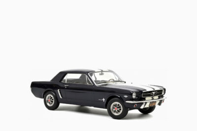 Ford Mustang Hardtop Coupe 1965, Nightmist Blue Metallic with White Stripes 1:18 by Norev