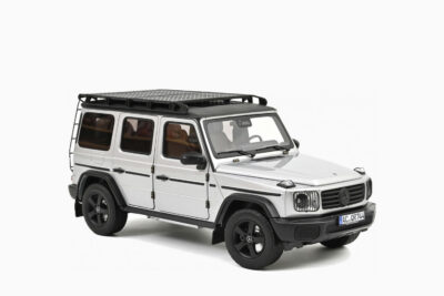 Mercedes-Benz G-Class Professional 2024, Iridium Silver Metallic with Black Top and Roof Rack 1:18 by Norev