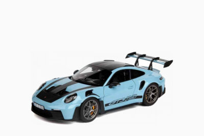 Porsche 911 GT3 RS Weissach Pack 2022, Gulf Blue with Carbon Top and Hood Stripes 1:18 by Norev