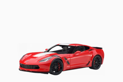 Chevrolet Corvette C7 Grand Sport 2017, Red with White Stripe and Black Fender Hash Marks 1:18 by AUTOart