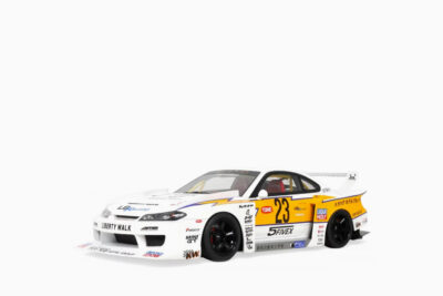 Nissan Silvia (S15) LB-Super Silhouette RHD (Right Hand Drive) #23 2021, White with Yellow Stripes 1:18 by GT Spirit