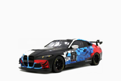 BMW M4 GT4 #1 "M Motorsport Livery" 2024, Black and White with Red and Blue Graphics, Limited Edition to 999 pieces Worldwide 1:18 by Otto Mobile