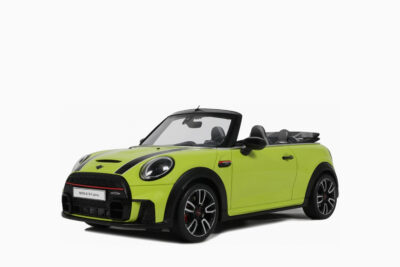 Mini JCW Cabrio Zesty 2021, Yellow with Black Stripes 1:18 by GT Spirit