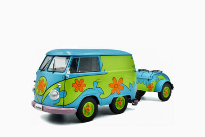 Volkswagen Kool Kombi Van with Trailer "Ghost Hunter" 2024, Blue and Green with Graphics 1:18 by Solido