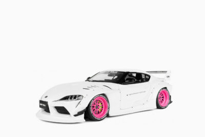 Toyota GR Supra "Liberty Walk" Body Kit 2025, White Metallic with Pink Wheels 1:18 by Solido