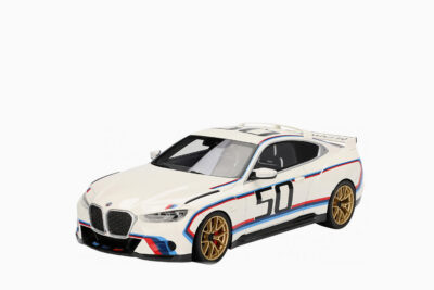 BMW M4 3.0 CSL #50, White with Blue and Red Stripes 1:18 by Top Speed