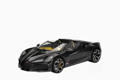 Bugatti W16 Mistral, Black with Yellow Interior 1:18 by Top Speed