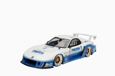 Mazda RX-7 LB-Super Silhouette RHD (Right Hand Drive) #1 Jeremy Barnes - Pete Halsmer "IMSA", White and Blue 1:18 by Top Speed