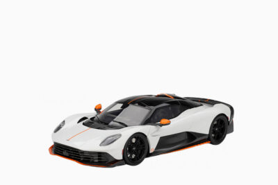 Aston Martin Valhalla Lunar, White with Black Top and Orange Accents 1:18 by Top Speed